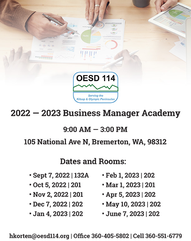 Business Manager Academy 2022-2023 schedule