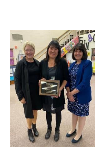 L to R:  Sequim School District Director of Learning Support Shelley Langston, Crystal Brown, Superintendent Regan Nickels